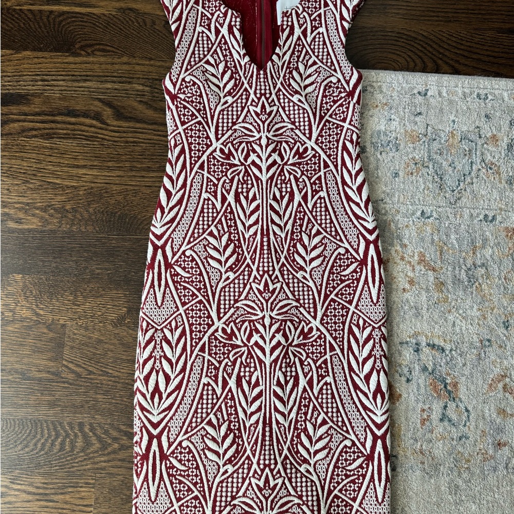 HD in Paris Red and White Sheath Midi Dress